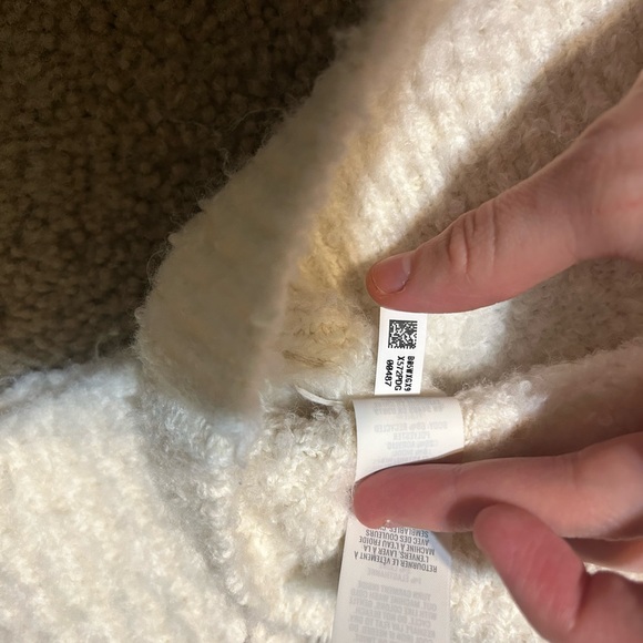 Aerie Women’s Soft Chenille V-Neck Sweater White Textured Knit Size M Oversized - Picture 9 of 11